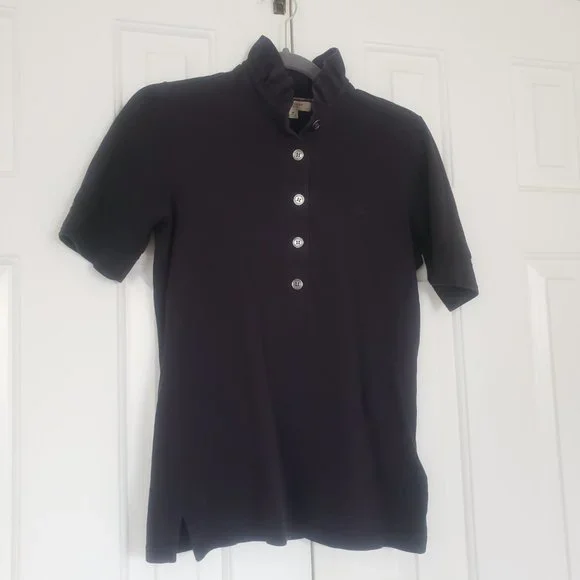 Burberry ruffle collar polo - Black knit five button - Size M - Picture 7 of 13